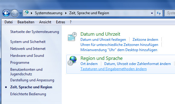 Region und Sprache - Tastaturen und Eingabemethoden ändern