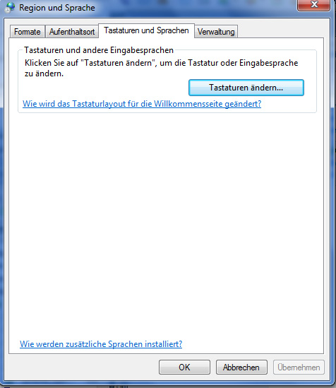 Tastaturen und Sprache - Tastaturen ändern