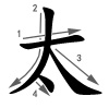 tài - groß/(zu)sehr - Strichfolge